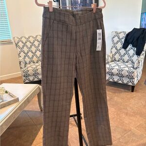 Tribal Plaid Pull-On Pants - Coffee Brown - Stretch Career Pants - NWT